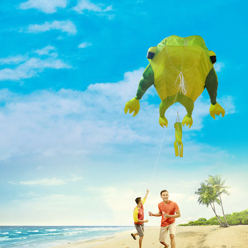 Easy To Fly Large Frog Soft Bodied Kite 3D Animal Kite, Beach Lawn Kite, With Handle And Kite String