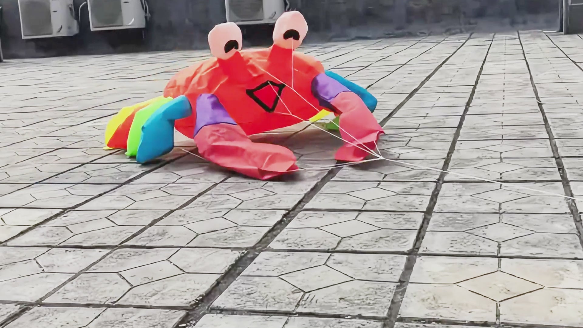 Colorful Crab Wind Emblem Ground Kite, Large Decorations for Seaside Lawn, Toy Kite